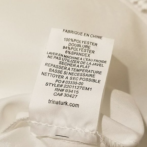 Trina Turk White Embroidered Mesh Top XS Short Puff Sleeve Blouse Mod Chic - Picture 13 of 14